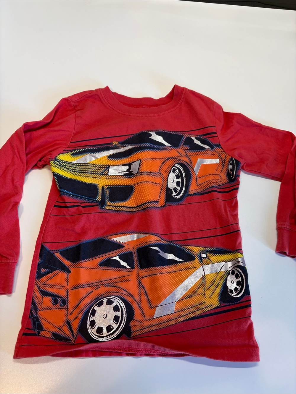 Carter's Red Crewneck Tee with Colorful Graphic Hem